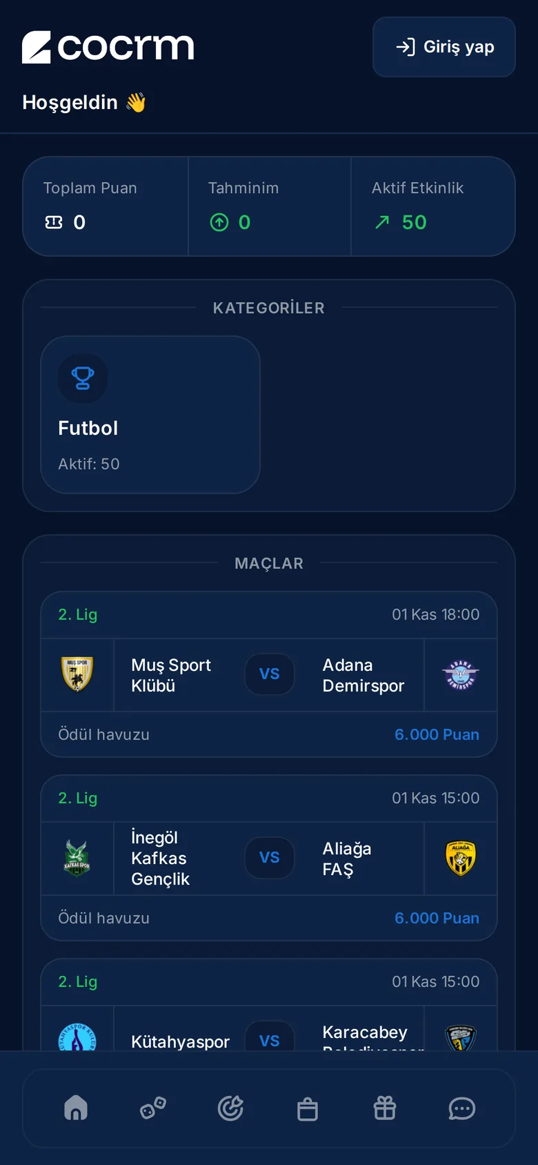 Prediction game of the Smart Widget, shown in Turkish